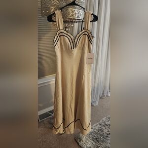 Cream Dress with Black Trim